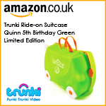 Trunki Ride-on Suitcase Quinn 5th Birthday Green Limited Edition
